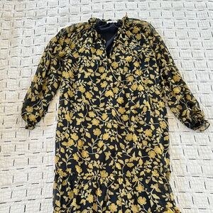 Floral Navy and Yellow Dress